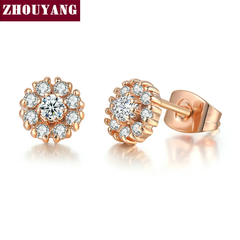 ZHOUYANG Stud Earring For Women Sweet Flower Cubic Zirconia Rose Gold Silver Color Birthday Gift Fashion Jewelry E807 E852
ZHOUYANG Stud Earring For Women Sweet Flower Cubic Zirconia Rose Gold Silver Color Birthday Gift Fashion Jewelry E807 E852
