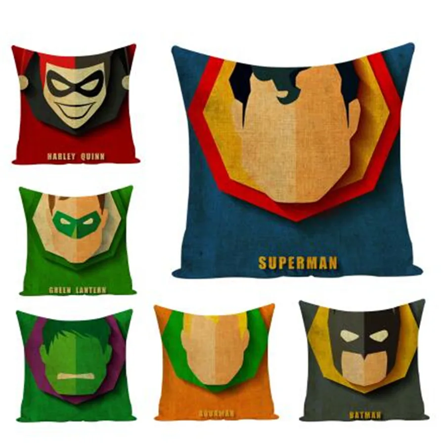 Cartoon Decorative Cushion Cover Super Hero Superman Iron Man Batman Chair Sofa Throw Pillow Case Home Decor Cotton Linen e1419
Cartoon Decorative Cushion Cover Super Hero Superman Iron Man Batman Chair Sofa Throw Pillow Case Home Decor Cotton Linen e1419