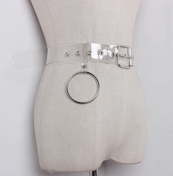 Fashion Silver Ring Pendant PVC Transparent Belt Women Casual Adjustable Wide Belts
Fashion Silver Ring Pendant PVC Transparent Belt Women Casual Adjustable Wide Belts