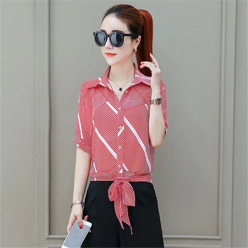Chiffon Shirt Female Summer Blouse New Bat Short-sleeved Shirt Women Loose Stripes Blouse Shirts Women Top DF2589
Chiffon Shirt Female Summer Blouse New Bat Short-sleeved Shirt Women Loose Stripes Blouse Shirts Women Top DF2589