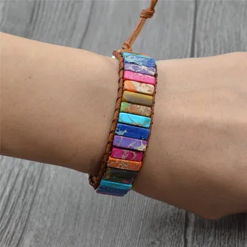 7 Chakra Bracelet Handmade Multi Color Natural Stone Tube Beads Leather Wrap Bracelet Couples Bracelets Creative Gift Jewelry Z4
7 Chakra Bracelet Handmade Multi Color Natural Stone Tube Beads Leather Wrap Bracelet Couples Bracelets Creative Gift Jewelry Z4