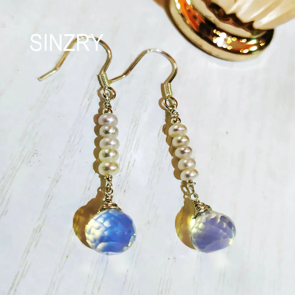 Sinzry original handmade 925 sterling Silver natural moonstone freshwater pearl elegant dangle earrings for female
Sinzry original handmade 925 sterling Silver natural moonstone freshwater pearl elegant dangle earrings for female