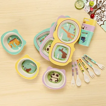Environmentally friendly bamboo fiber children tableware Plate set of 5 Baby cartoon rice bowl spoon fork cup
Environmentally friendly bamboo fiber children tableware Plate set of 5 Baby cartoon rice bowl spoon fork cup