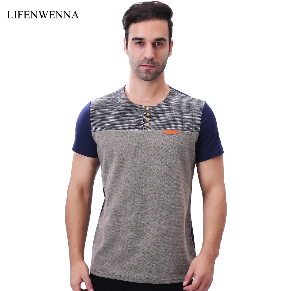 Fashion Brand Men's T Shirt 2019 New Casual Patchwork Short Sleeve T Shirt Mens Buttons Decoration Slim Fit O Neck Tops Tees 5XL
Fashion Brand Men's T Shirt 2019 New Casual Patchwork Short Sleeve T Shirt Mens Buttons Decoration Slim Fit O Neck Tops Tees 5XL