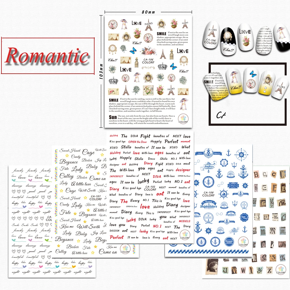 1Sheets English Letters Nail Stamp Nail Art Decoration Sea Romantic 3D Adhesive Transfer Polish Sets Sliders Decals TRCA100-108
1Sheets English Letters Nail Stamp Nail Art Decoration Sea Romantic 3D Adhesive Transfer Polish Sets Sliders Decals TRCA100-108