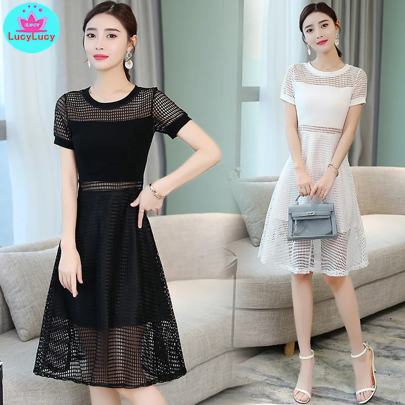 2019 Summer New Short Sleeve Korean Grid Chiffon Mesh Dress Lace Knee-Length Regular A-Line Office Lady Short Solid
2019 Summer New Short Sleeve Korean Grid Chiffon Mesh Dress Lace Knee-Length Regular A-Line Office Lady Short Solid