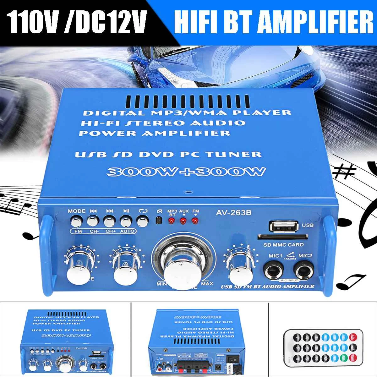 110V 220V 12V 600W 2CH Car Home Power Amplifier Audio HIFI Theater Sound System FM Stereo Radio bluetooth Mini Amplifiers
110V 220V 12V 600W 2CH Car Home Power Amplifier Audio HIFI Theater Sound System FM Stereo Radio bluetooth Mini Amplifiers