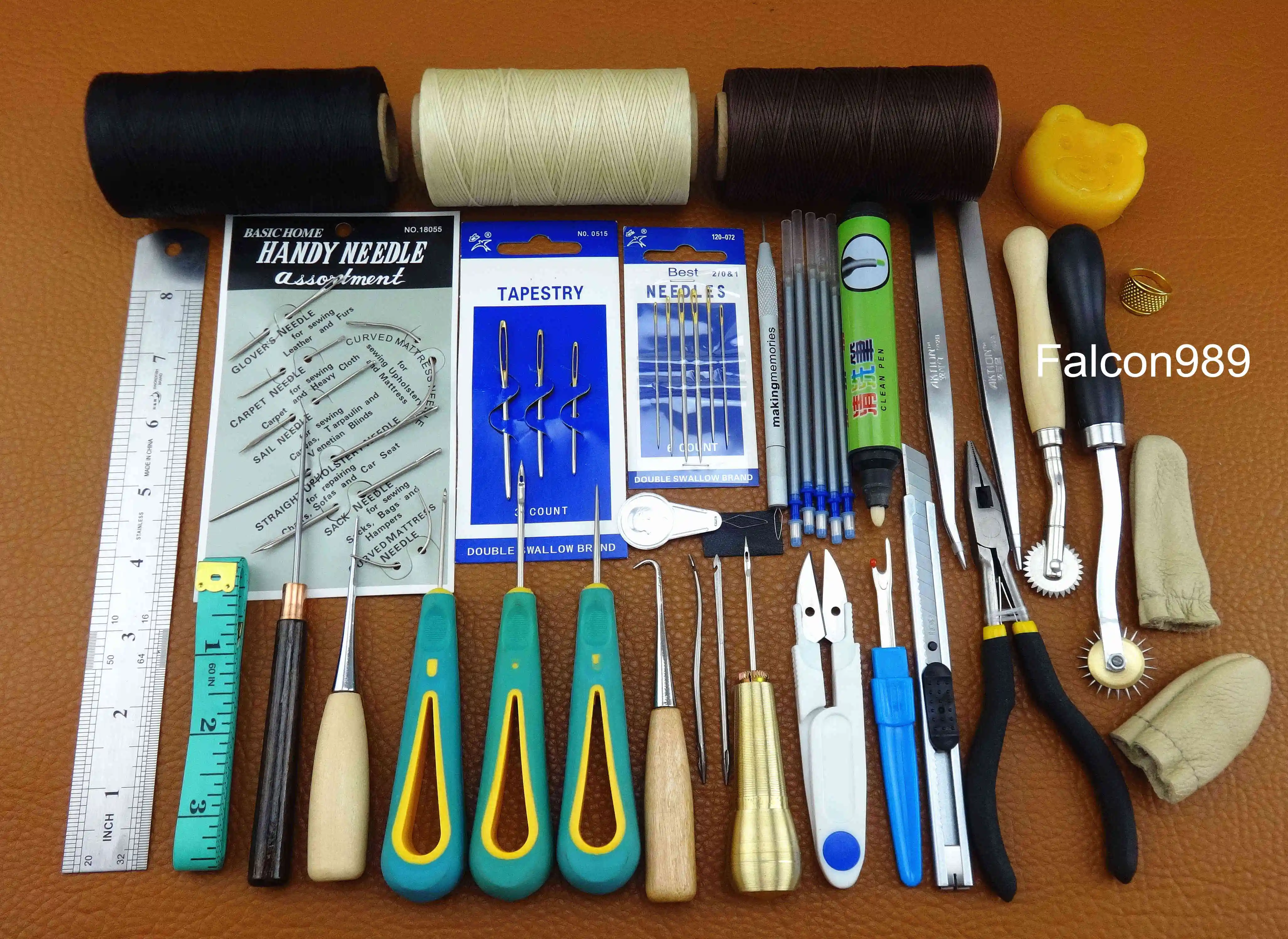 30pcs Leather Craft Sewing Stitching Needle Thread Awl Scissors Ruler Thimble Pliers Tool Set - Carvie Stamp Knife Punch Chisel
30pcs Leather Craft Sewing Stitching Needle Thread Awl Scissors Ruler Thimble Pliers Tool Set - Carvie Stamp Knife Punch Chisel