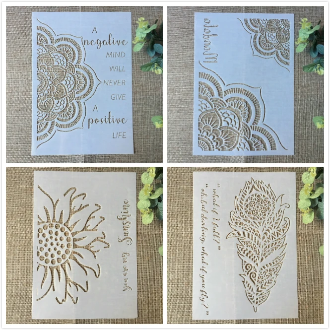 4Pcs A4 29cm Sunflower 1/2 1/4 Circle DIY Layering Stencils Painting Scrapbook Coloring Embossing Album Decorative Card Template
4Pcs A4 29cm Sunflower 1/2 1/4 Circle DIY Layering Stencils Painting Scrapbook Coloring Embossing Album Decorative Card Template