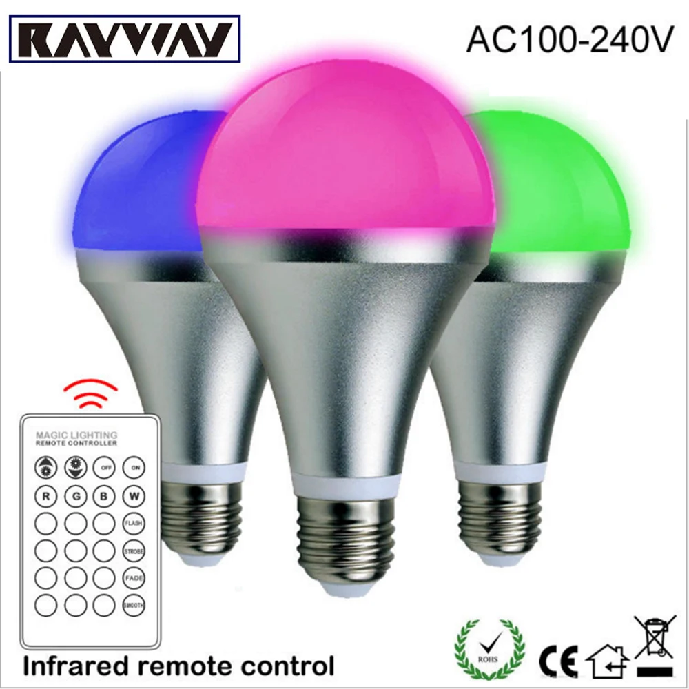 Rayway 5W 10W LED Light Bulb E27 16 Colors IR Remote Control RGB Lamp Aluminum Led Lighting Bulb 85-265V Spotlight 
Rayway 5W 10W LED Light Bulb E27 16 Colors IR Remote Control RGB Lamp Aluminum Led Lighting Bulb 85-265V Spotlight