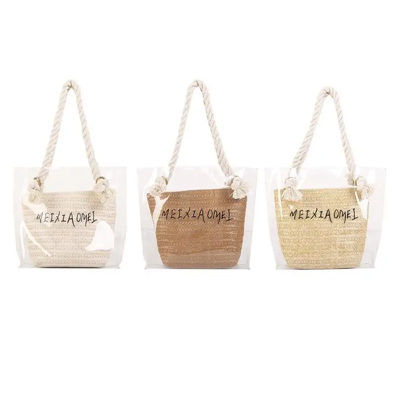 2pcs/set PVC Transparent Shoulder Handbags Women Straw Woven Crossbody Bags
2pcs/set PVC Transparent Shoulder Handbags Women Straw Woven Crossbody Bags