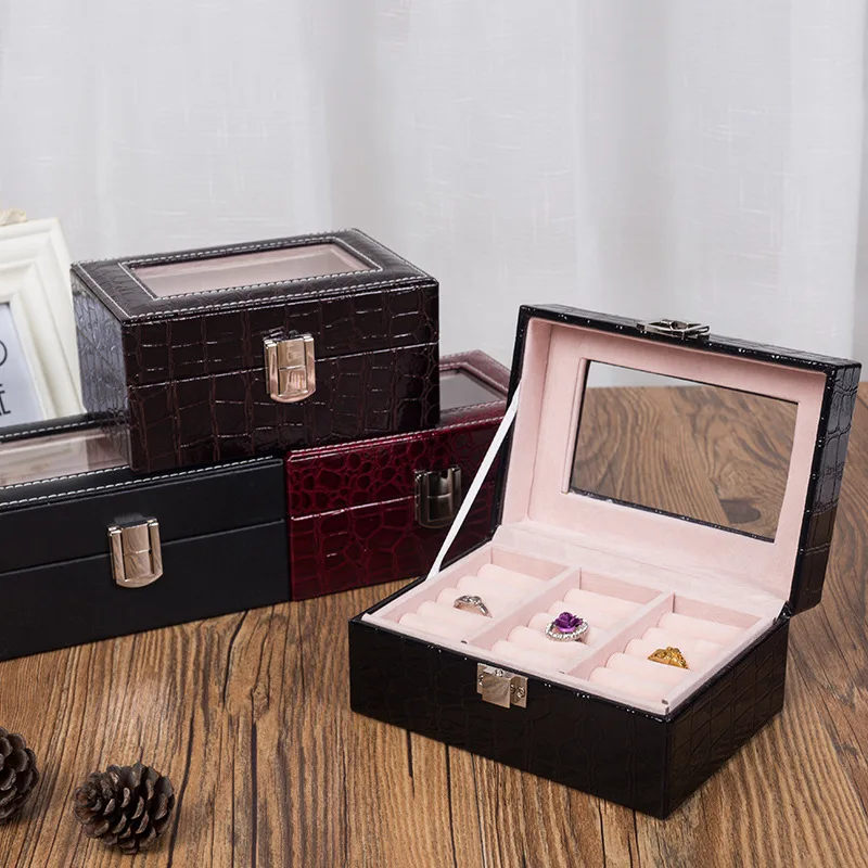 2019 Brand Crocodile Grain Leather Jewelry Storage Box With Windows Rings Earrings Organizer Display Case Women Wedding Gift
2019 Brand Crocodile Grain Leather Jewelry Storage Box With Windows Rings Earrings Organizer Display Case Women Wedding Gift