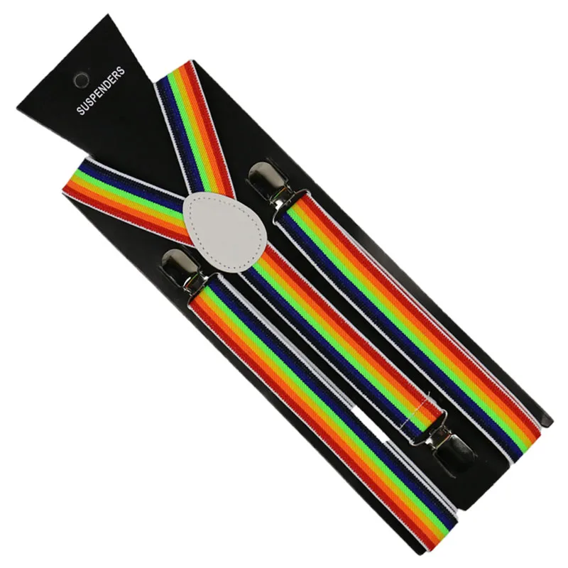 Winfox Fashion Rainbow Stripe Pattern Women Men Suspenders Elastic Suspender Elastic Y-back 2.5cm Wide Suspenders
Winfox Fashion Rainbow Stripe Pattern Women Men Suspenders Elastic Suspender Elastic Y-back 2.5cm Wide Suspenders
