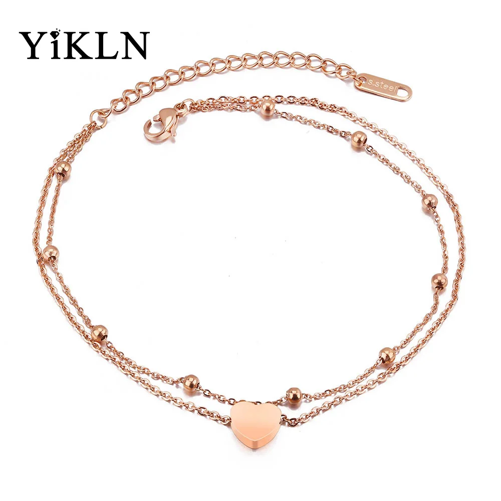 YiKLN Bohemia Double Layer Stainless Steel Heart Charm Anklets For Women Rose Gold Chain & Link Beach Foot Jewelry YA19026
YiKLN Bohemia Double Layer Stainless Steel Heart Charm Anklets For Women Rose Gold Chain & Link Beach Foot Jewelry YA19026