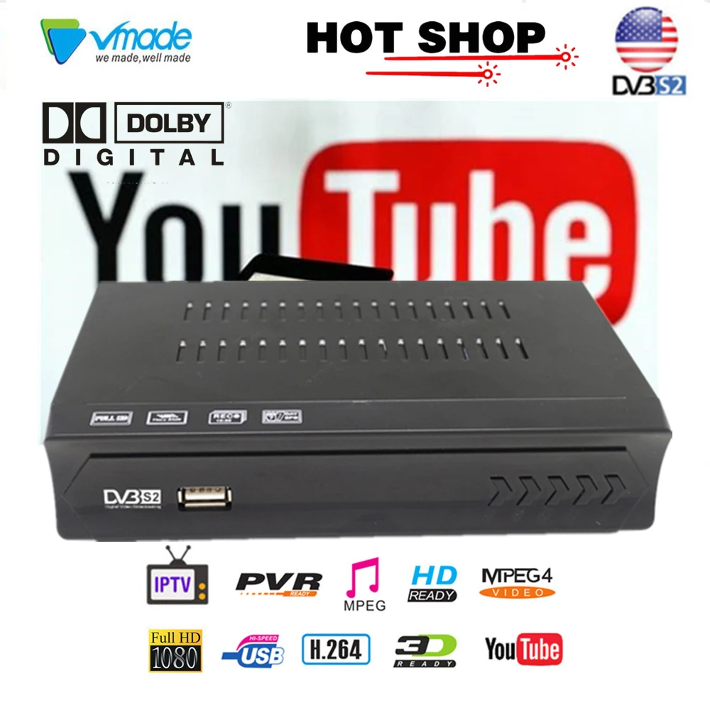 Vmade DVB S2 1080p TV Receiver support Europe IPTV 2500+Channels Cccam Youtube Biss Dolby IPTV Set Top Box super Receiver TV box
Vmade DVB S2 1080p TV Receiver support Europe IPTV 2500+Channels Cccam Youtube Biss Dolby IPTV Set Top Box super Receiver TV box