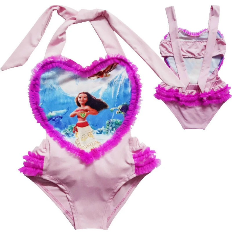 

2018 MOANA Baby Girls Dress Vaiana Bikini One Piece Swim Bow Wear Kids Moanna Children Trolls Dress Swimsuits Clothes