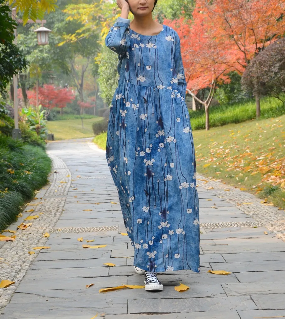Women Retro Ramie Print Lotus Robe Dress Ladies Vintage Loose Dress Spring Summer 2018 Casual Female Dress Women's Clothing
Women Retro Ramie Print Lotus Robe Dress Ladies Vintage Loose Dress Spring Summer 2018 Casual Female Dress Women's Clothing