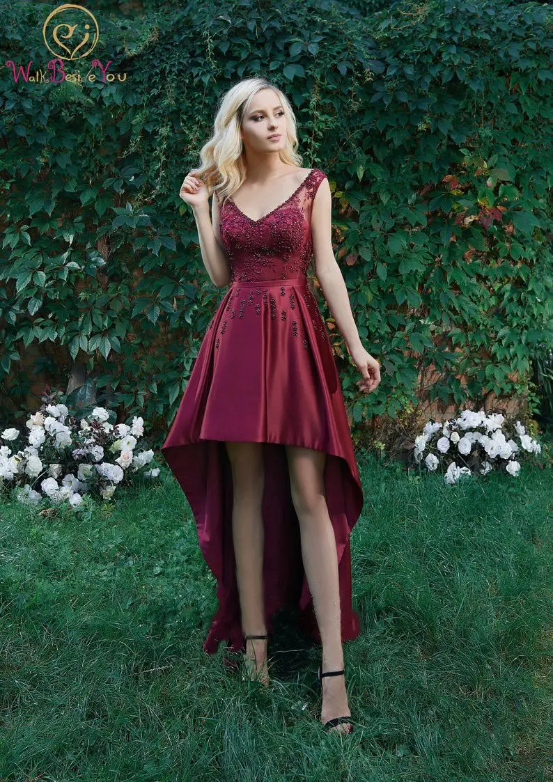 Special Short Front Long Back Evening Dresses Neck Elegant V Neck Purple/Wine Red Beaded Crystal Asymmetrical Party Gowns 2019
Special Short Front Long Back Evening Dresses Neck Elegant V Neck Purple/Wine Red Beaded Crystal Asymmetrical Party Gowns 2019