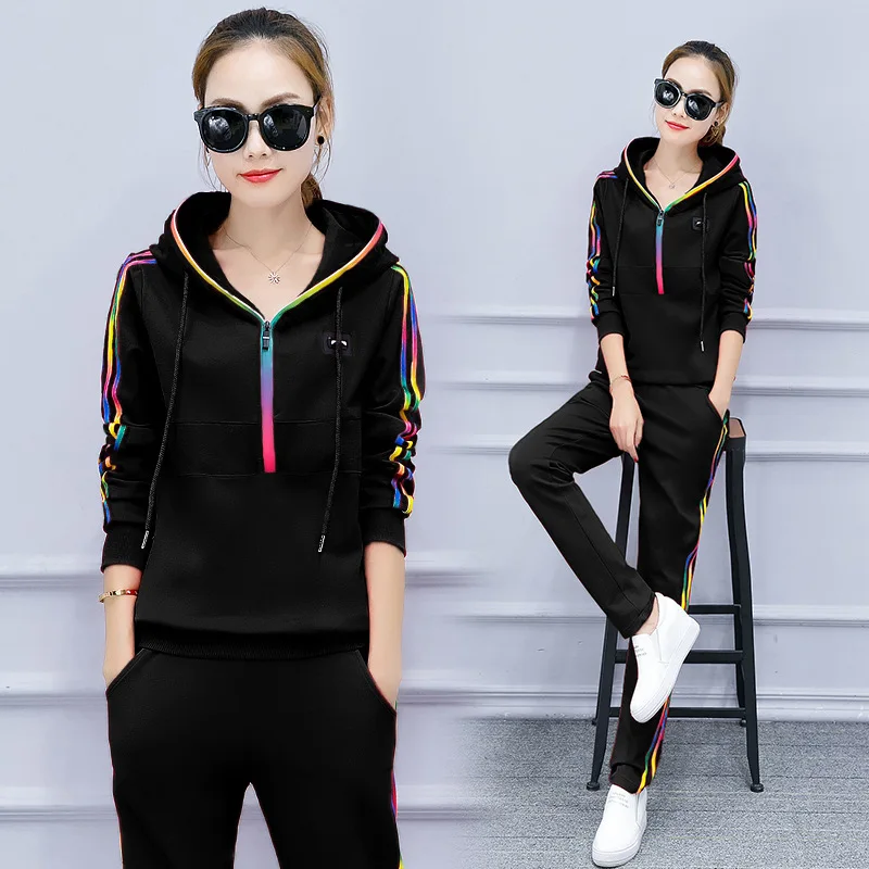 2019 new autumn Winter Women's Casual striped Tracksuit Pant Suits 2 Piece Set Women Zipper hooded And pocket Pants Suit
2019 new autumn Winter Women's Casual striped Tracksuit Pant Suits 2 Piece Set Women Zipper hooded And pocket Pants Suit