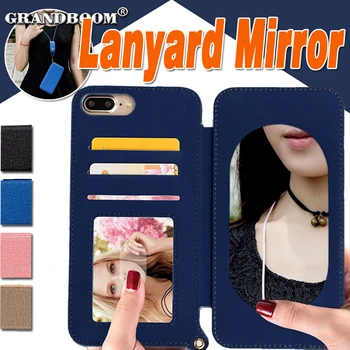 100pcs Lanyard Mirror Leather Card Slots Wallet Flip Case For iPhone XS Max XR X 8 7 Plus 6 6S Lady Make Up Coque Stand Cover
100pcs Lanyard Mirror Leather Card Slots Wallet Flip Case For iPhone XS Max XR X 8 7 Plus 6 6S Lady Make Up Coque Stand Cover