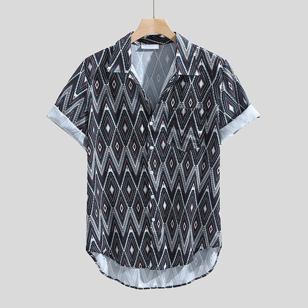 Mens Vintage Ethnic Printed Turn Down Collar Short Sleeve Loose Casual Shirt Top
Mens Vintage Ethnic Printed Turn Down Collar Short Sleeve Loose Casual Shirt Top