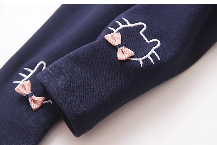2018 Spring Autumn Kids Children Birthday Gift Solid Color Pink Navy Blue Gray Cat Bow Embroidery Butterfly Leggings For Girls (17)