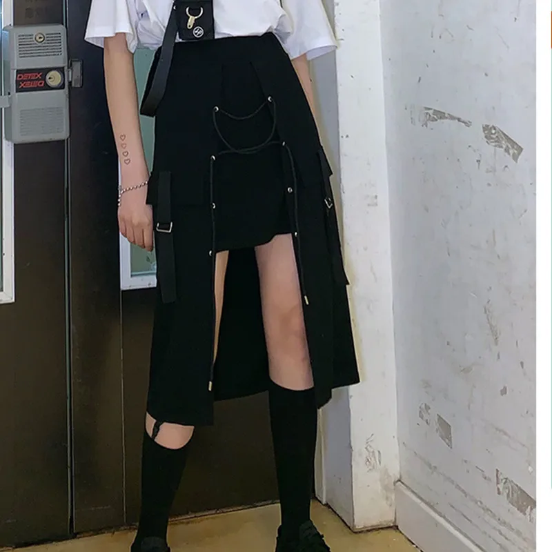Ruibbit Summer New Punk Gothic Harajuku Black Skirt Fashion Loose Female Long Skirt Bandage Half-length Skirt 4XL
Ruibbit Summer New Punk Gothic Harajuku Black Skirt Fashion Loose Female Long Skirt Bandage Half-length Skirt 4XL