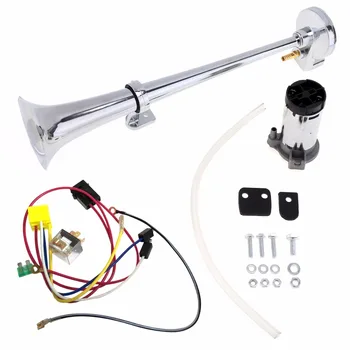 17 Inch 12V/24V 150DB Super Loud Single Car Trumpet Air Horn Compressor Kit With Relay for Cars / Trucks / Boats / Motorcycles
17 Inch 12V/24V 150DB Super Loud Single Car Trumpet Air Horn Compressor Kit With Relay for Cars / Trucks / Boats / Motorcycles