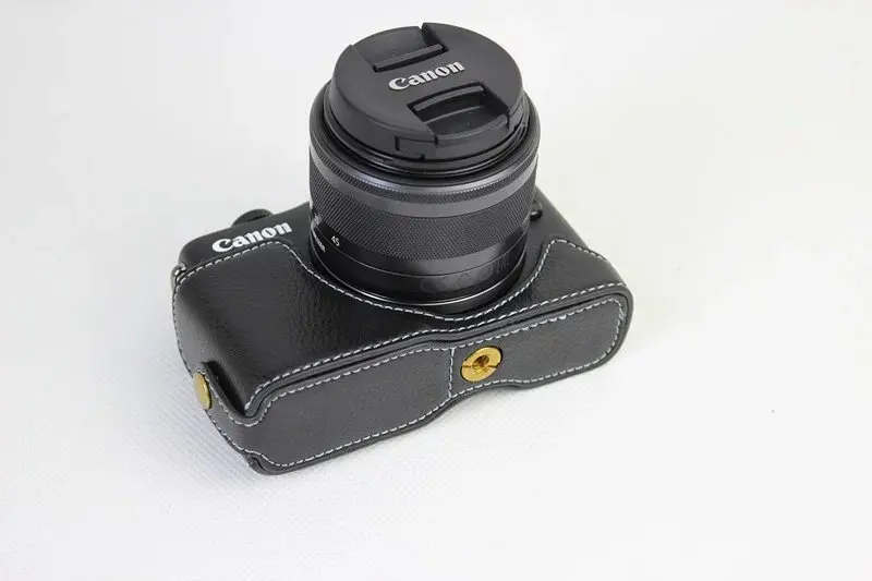 Caso de cámara de Cuero Genuino Real Medio Bolso Cubierta Para Canon G7X Mark II M2 M II 7