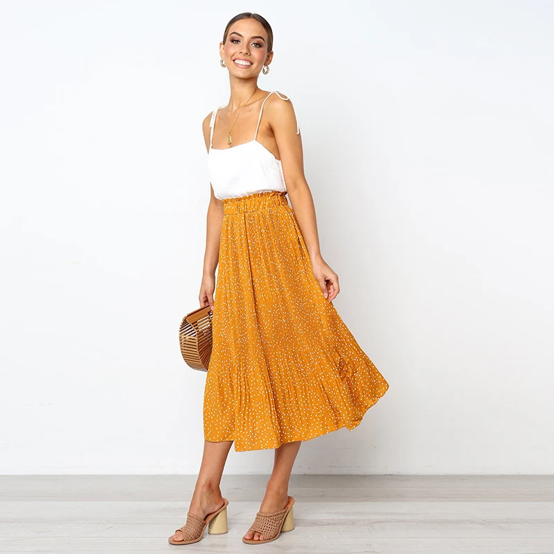 Summer Casual High Waist Pleated Skirt Womens 2019 Polka Dot Elastic Waist Maxi Skirt Jupe Femme Harajuku Long Skirts Female
Summer Casual High Waist Pleated Skirt Womens 2019 Polka Dot Elastic Waist Maxi Skirt Jupe Femme Harajuku Long Skirts Female