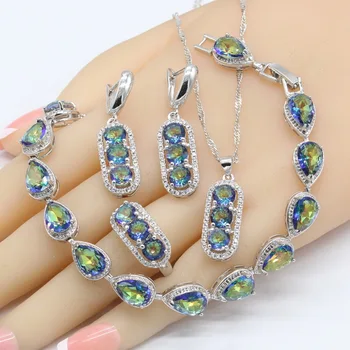 2018 New Silver Color Jewelry Sets Women Multicolor Rainbow Blue Crystal Necklace Pendant Earrings Ring Bracelet Free Gift Box
2018 New Silver Color Jewelry Sets Women Multicolor Rainbow Blue Crystal Necklace Pendant Earrings Ring Bracelet Free Gift Box