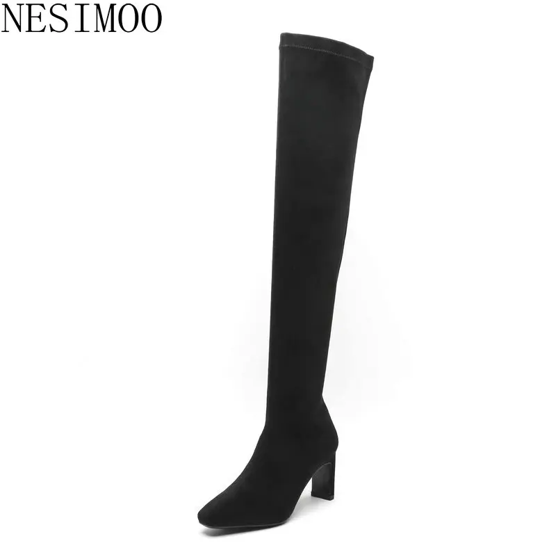 NESIMOO 2019 Women Over Knee High Boots Flock Thin High Heel Slip on Pointed Toe Fashion Westrn Style Women Boots Size 33-40
NESIMOO 2019 Women Over Knee High Boots Flock Thin High Heel Slip on Pointed Toe Fashion Westrn Style Women Boots Size 33-40