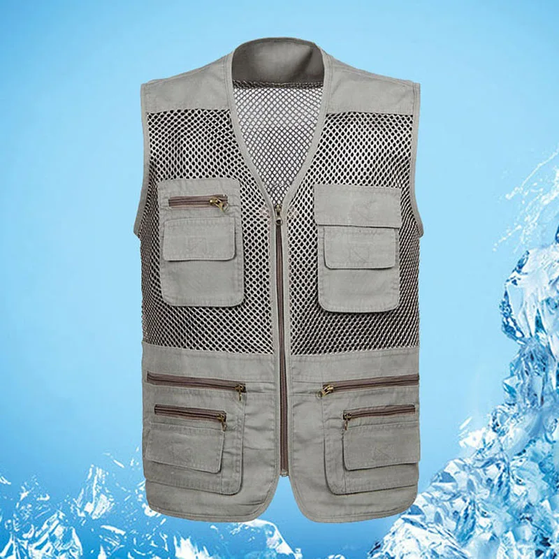 2018 Spring Summer Men Vests Male Mesh Breathable Vest Reporter Multi-Pockets Plus Size Casual Waistcoats XL-4XL D146
2018 Spring Summer Men Vests Male Mesh Breathable Vest Reporter Multi-Pockets Plus Size Casual Waistcoats XL-4XL D146