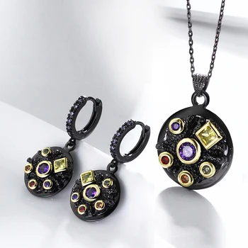 Round Vintage Multi Black Stones 2PCS jewellery Set Necklace Pendant Earrings Jewelry Sets For women
Round Vintage Multi Black Stones 2PCS jewellery Set Necklace Pendant Earrings Jewelry Sets For women