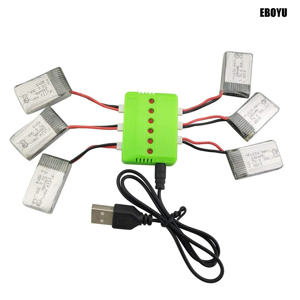 6pcs * 3.7V 240mAh Lipo Battery + 6-in-1 Balance Charger for Huban H107 H107C H107L H107D JD385 JJ1000A H108C U816 WLtoy V252
6pcs * 3.7V 240mAh Lipo Battery + 6-in-1 Balance Charger for Huban H107 H107C H107L H107D JD385 JJ1000A H108C U816 WLtoy V252