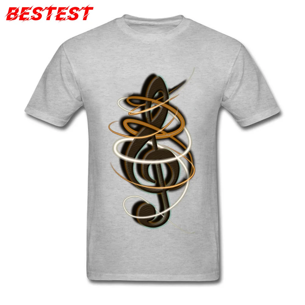 Music Note T-shirts Short Sleeve Custom Classic Men April FOOL DAY Tops Shirt Custom T Shirt Round Neck Cotton Music Note grey