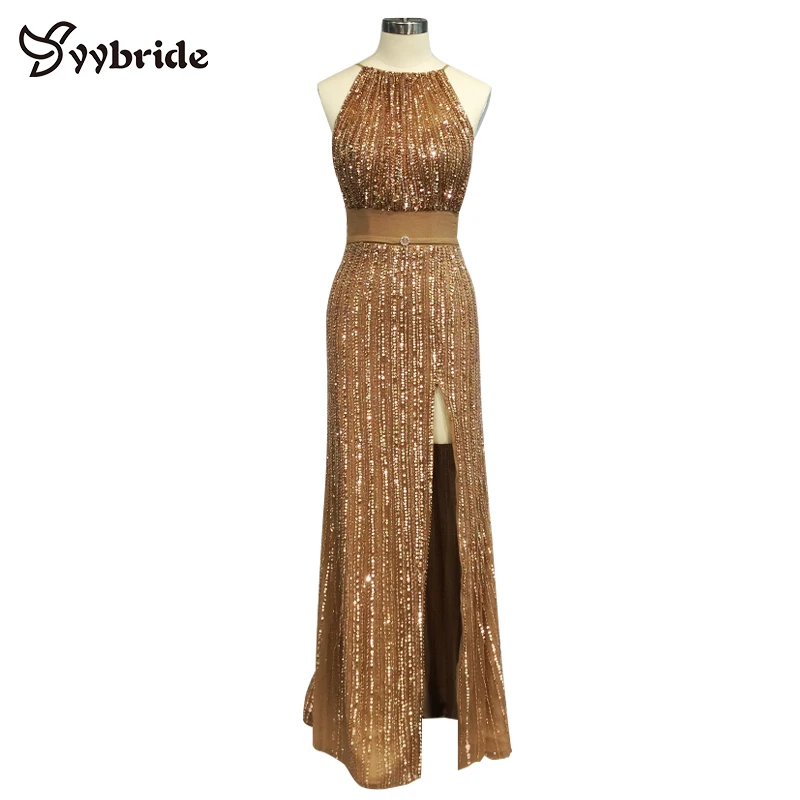 Surmount Tailor Made Halter Dark Gold Beading Party Dresses Sexy Backless Crystals Dresses Thigh Slits Straight Evening Dresses
Surmount Tailor Made Halter Dark Gold Beading Party Dresses Sexy Backless Crystals Dresses Thigh Slits Straight Evening Dresses