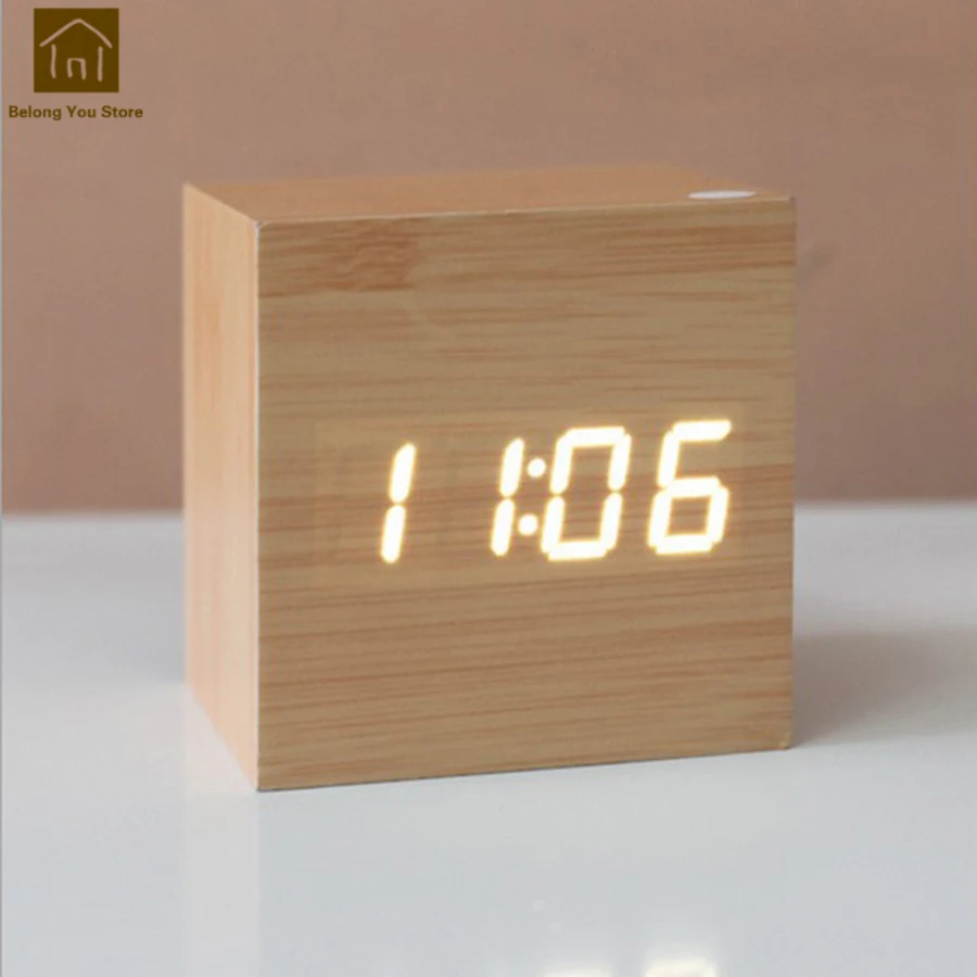 Smart Alarm Clock Led Creative Luminous Digital Bedside Wooden Electronic Desk Clocks Nixie Despertador Square Watch WKJ010
Smart Alarm Clock Led Creative Luminous Digital Bedside Wooden Electronic Desk Clocks Nixie Despertador Square Watch WKJ010