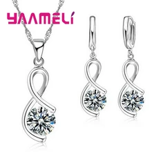 925 Sterling Silver Necklace+Earrings Sets Surrounding Shape Embellishment Crystal For Women Christmas Surprise Present 925 Sterling Silver Necklace+Earrings Sets Surrounding Shape Embellishment Crystal For Women Christmas Surprise Present