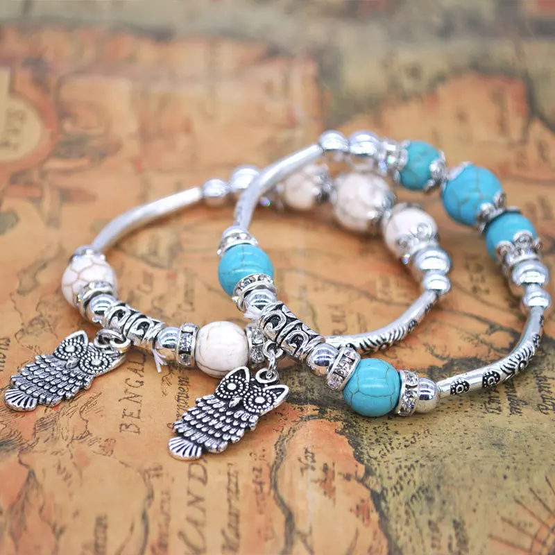 Retro Owl Blue Balls Silver Color Circle Bracelets for Women Natural Charms Animal Jewelry Bracelet for Female Pulseras Mujer
Retro Owl Blue Balls Silver Color Circle Bracelets for Women Natural Charms Animal Jewelry Bracelet for Female Pulseras Mujer