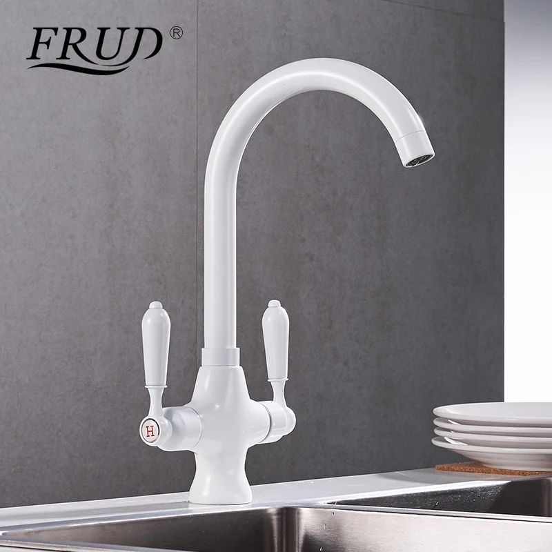 Frud White Kitchen Faucet Deck Mounted Single Hole Dual Holder Kitchen Taps 360 Degree Rotation Water Mixer Crane Tapware Y40015
Frud White Kitchen Faucet Deck Mounted Single Hole Dual Holder Kitchen Taps 360 Degree Rotation Water Mixer Crane Tapware Y40015