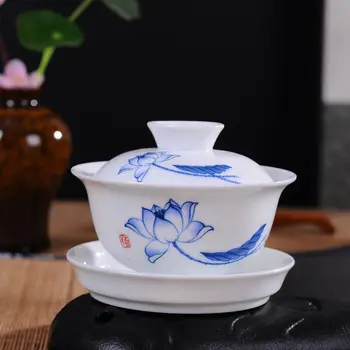 125ml Ceramic Gaiwan,Porcelain Kungfu Tea Cup Ceremony Tureen teaware teaset for pu'er/puerh/oolong/white/green/black/flower tea 
125ml Ceramic Gaiwan,Porcelain Kungfu Tea Cup Ceremony Tureen teaware teaset for pu'er/puerh/oolong/white/green/black/flower tea