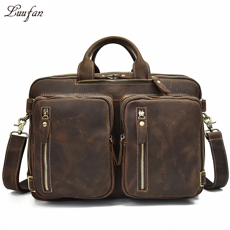 Men's Crazy horse leather briefcase with double PC pocket Genuine leather laotop handbag leather business bag 2 use shoulder bag
Men's Crazy horse leather briefcase with double PC pocket Genuine leather laotop handbag leather business bag 2 use shoulder bag