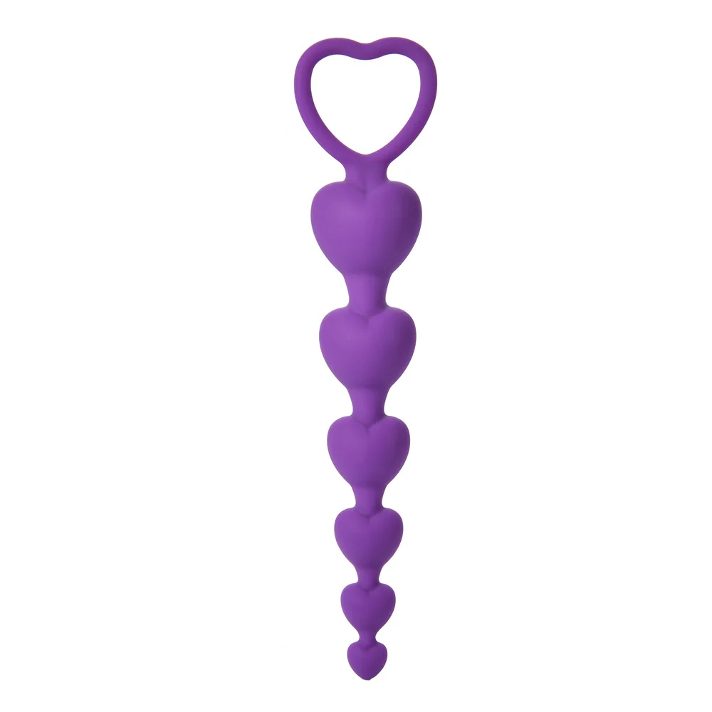 Silicone Anal Plug Heart Hollow Out Anal Beads Adult Sex Toys Long Anal Plugs Beaded Erotic Toys For Women Man Couple Butt Plug