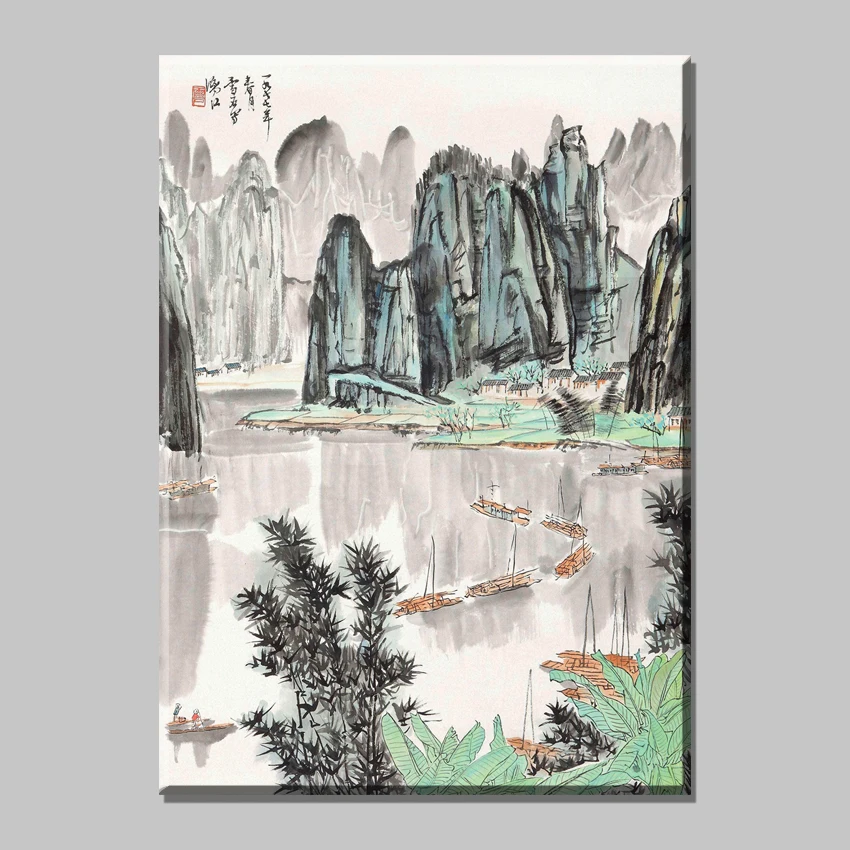 Chinese mountain and boat landscape canvas painting beautiful scenery home decor wall art decorative picture for living room
Chinese mountain and boat landscape canvas painting beautiful scenery home decor wall art decorative picture for living room