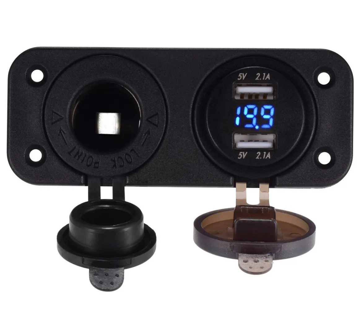 Dual USB Socket Charger 2.1A & 2.1A with LED Voltmeter 12V Power Outlet for Car Marine Vehicle Motorcycle ATV (Blue Red Green)
Dual USB Socket Charger 2.1A & 2.1A with LED Voltmeter 12V Power Outlet for Car Marine Vehicle Motorcycle ATV (Blue Red Green)
