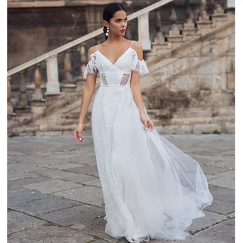Smileven Spaghetti Straps Boho Wedding Dress Sexy V Neck Bride Dresses Floor Length Elegant Lace Wedding Bridal Gowns 2019
Smileven Spaghetti Straps Boho Wedding Dress Sexy V Neck Bride Dresses Floor Length Elegant Lace Wedding Bridal Gowns 2019