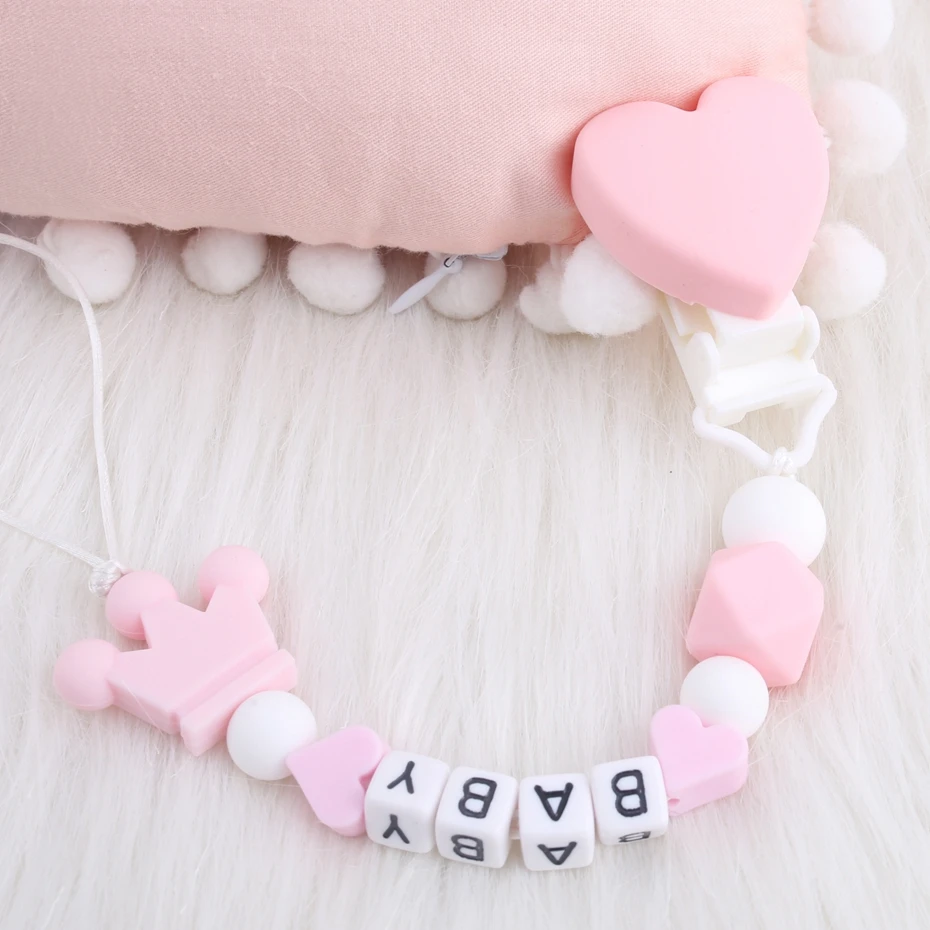 Bite Bites 1PC Baby Pacifier Chain Customize Baby Name BPA Free Acrylic Letters Chewable Crown Dummy Chain Feeding Baby Products
Bite Bites 1PC Baby Pacifier Chain Customize Baby Name BPA Free Acrylic Letters Chewable Crown Dummy Chain Feeding Baby Products