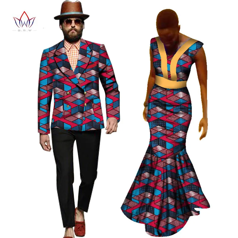 African Mermaid Bazin Riche Dresses for Couples Dashiki African Couple Clothing Women's Dress+Men's Blazer 2 Pieces Set WYQ60
African Mermaid Bazin Riche Dresses for Couples Dashiki African Couple Clothing Women's Dress+Men's Blazer 2 Pieces Set WYQ60