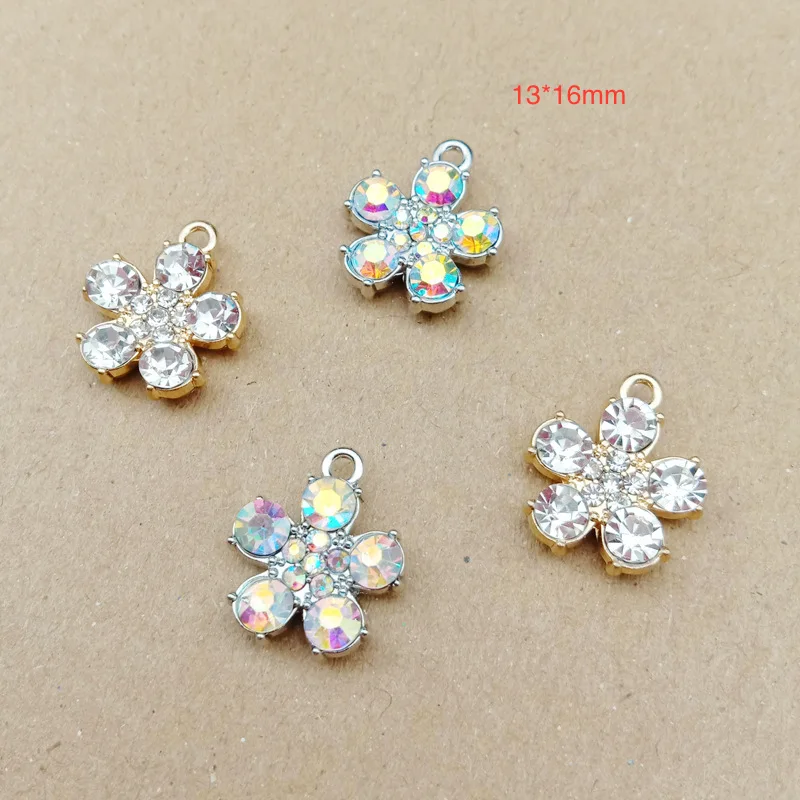 50pcs 13*16mm Gold/silver Color Alloy Material Crystal Flower Charm pendant For Earring DIY Women Handmade Jewelry Making
50pcs 13*16mm Gold/silver Color Alloy Material Crystal Flower Charm pendant For Earring DIY Women Handmade Jewelry Making